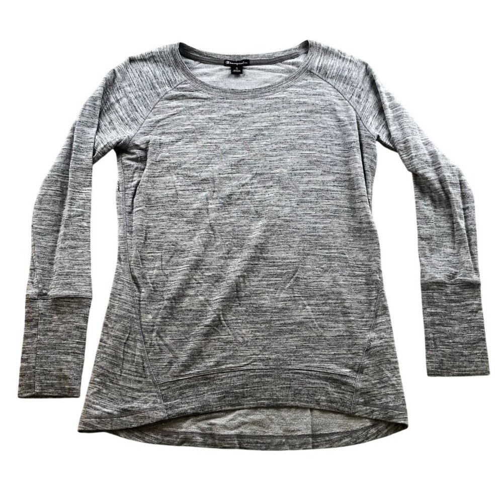 Champion Women Tunic Sweatshirt Small Pullover Elite Gray Long Sleeve Top Knit